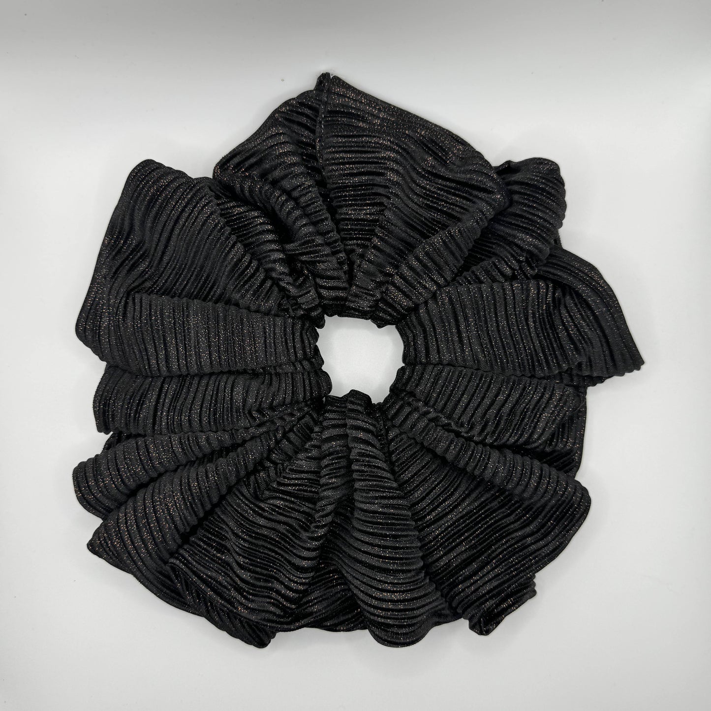 Ribbed Black and Copper Glitter XL Scrunchie
