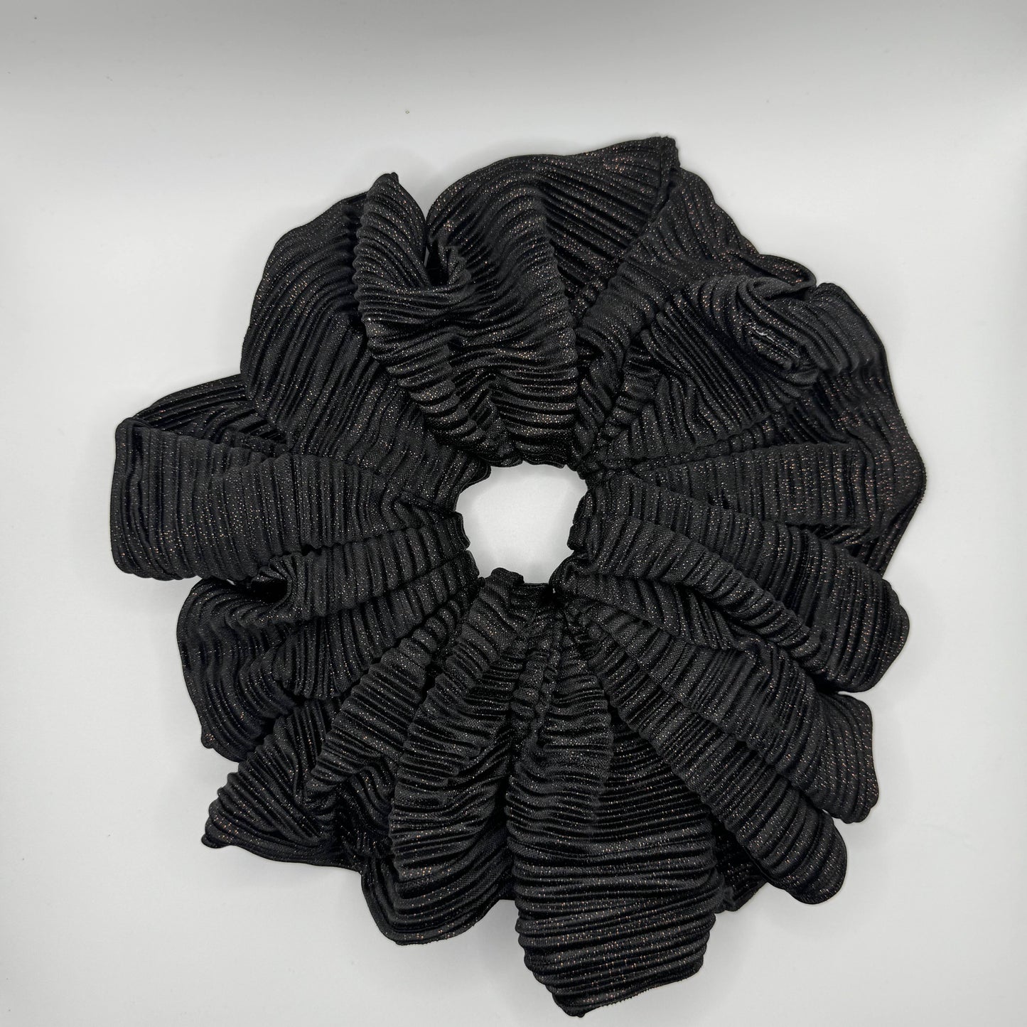 Ribbed Black and Copper Glitter XL Scrunchie