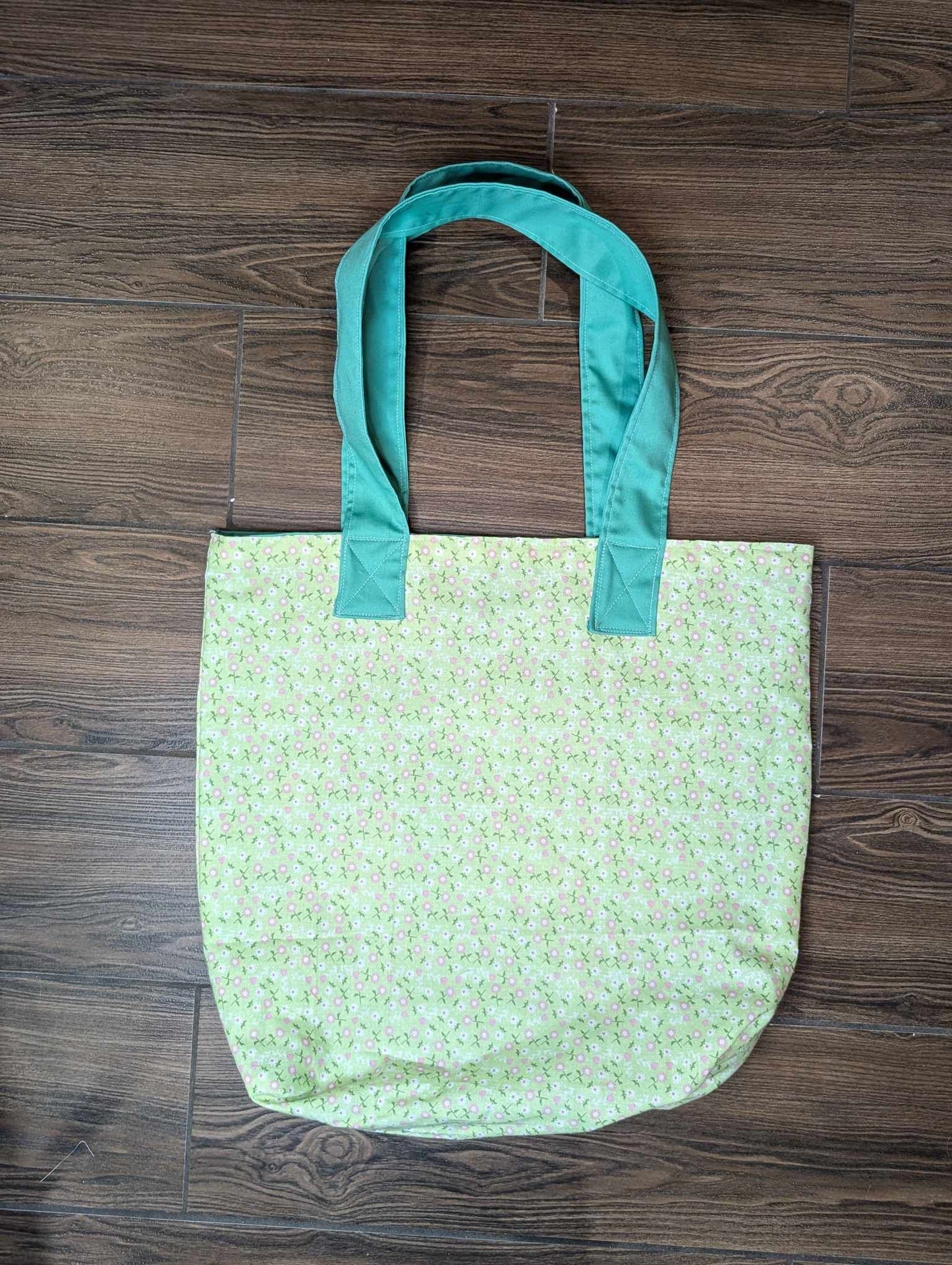 Green Floral Tote Bag