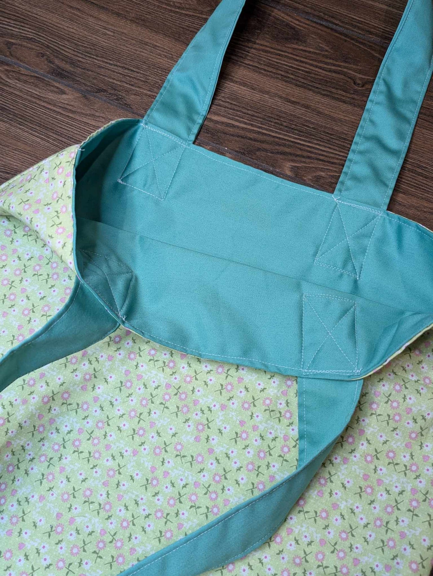 Green Floral Tote Bag