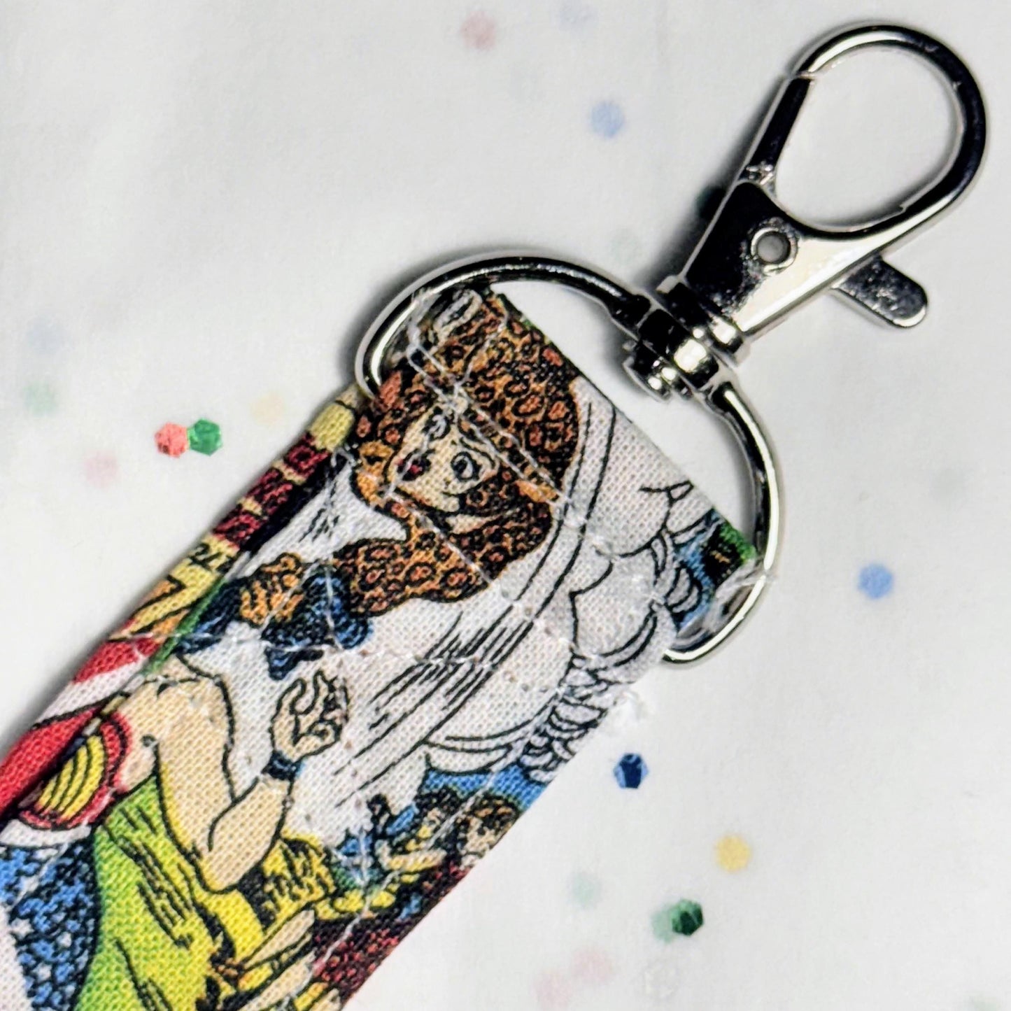 Comic Book Wristlet, Vintage Wonder Woman Style, Keychain Wristlet, Handmade, Bus Pass, ID Badge Holder, Geeky, Nerdy, Comic Books, Gifts
