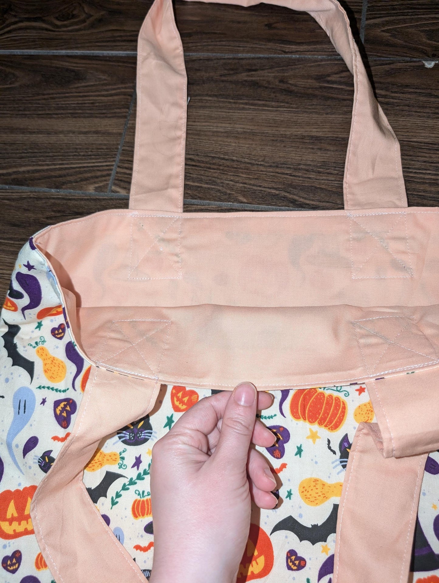 Nostalgic Halloween Tote Bag, Pumpkins, Bats, Witchy, Cats, Ghosts, Squash, Handmade Cotton Tote Back, Soft Tote, Cute Halloween Bag