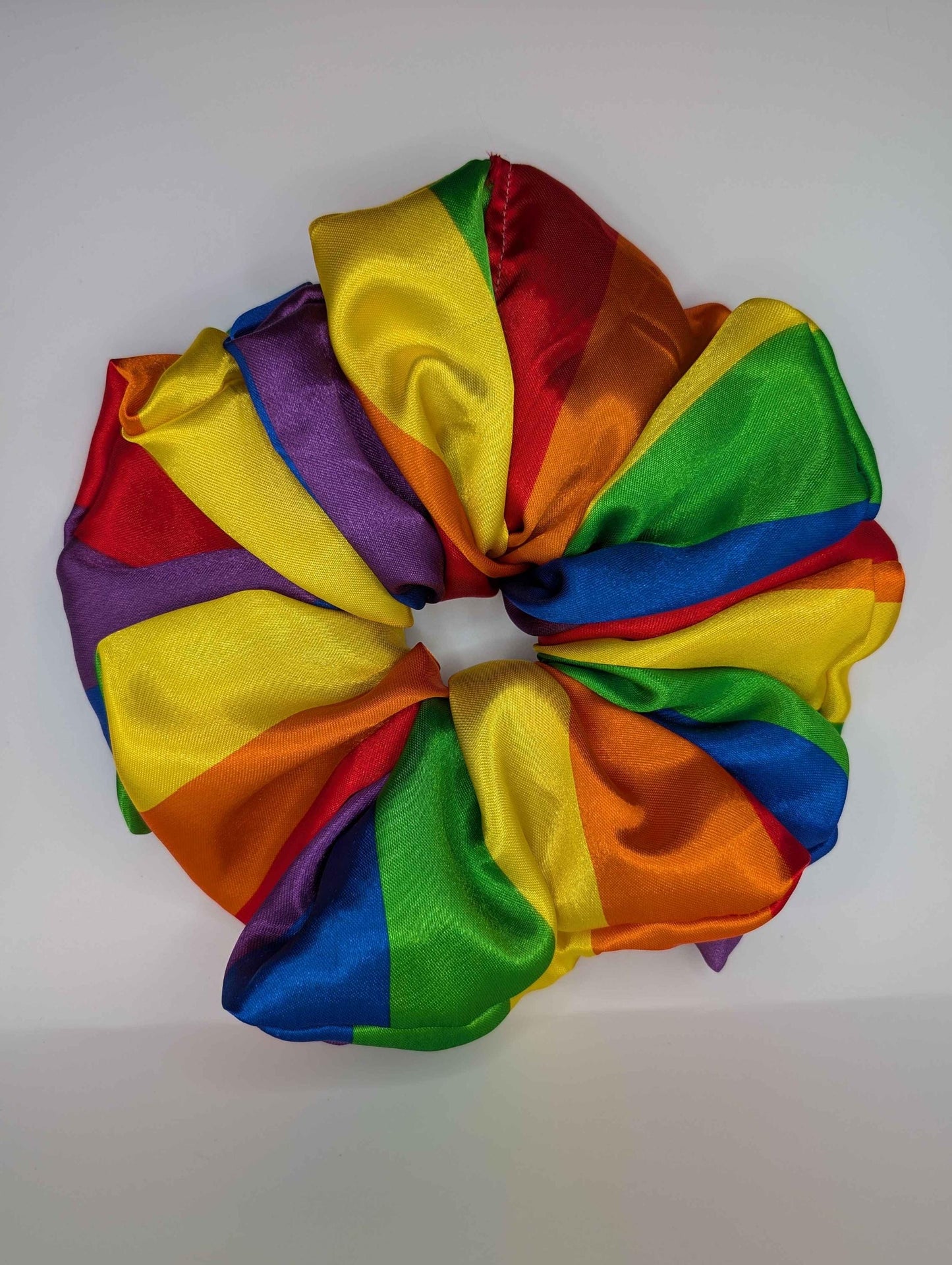 XL Satin Rainbow Scrunchie, XL Satin Pride Scrunchie, Multi Colored Rainbow Scrunchie, Gift Ideas, Hair Accessories, Rainbow, Cosplay, Clown