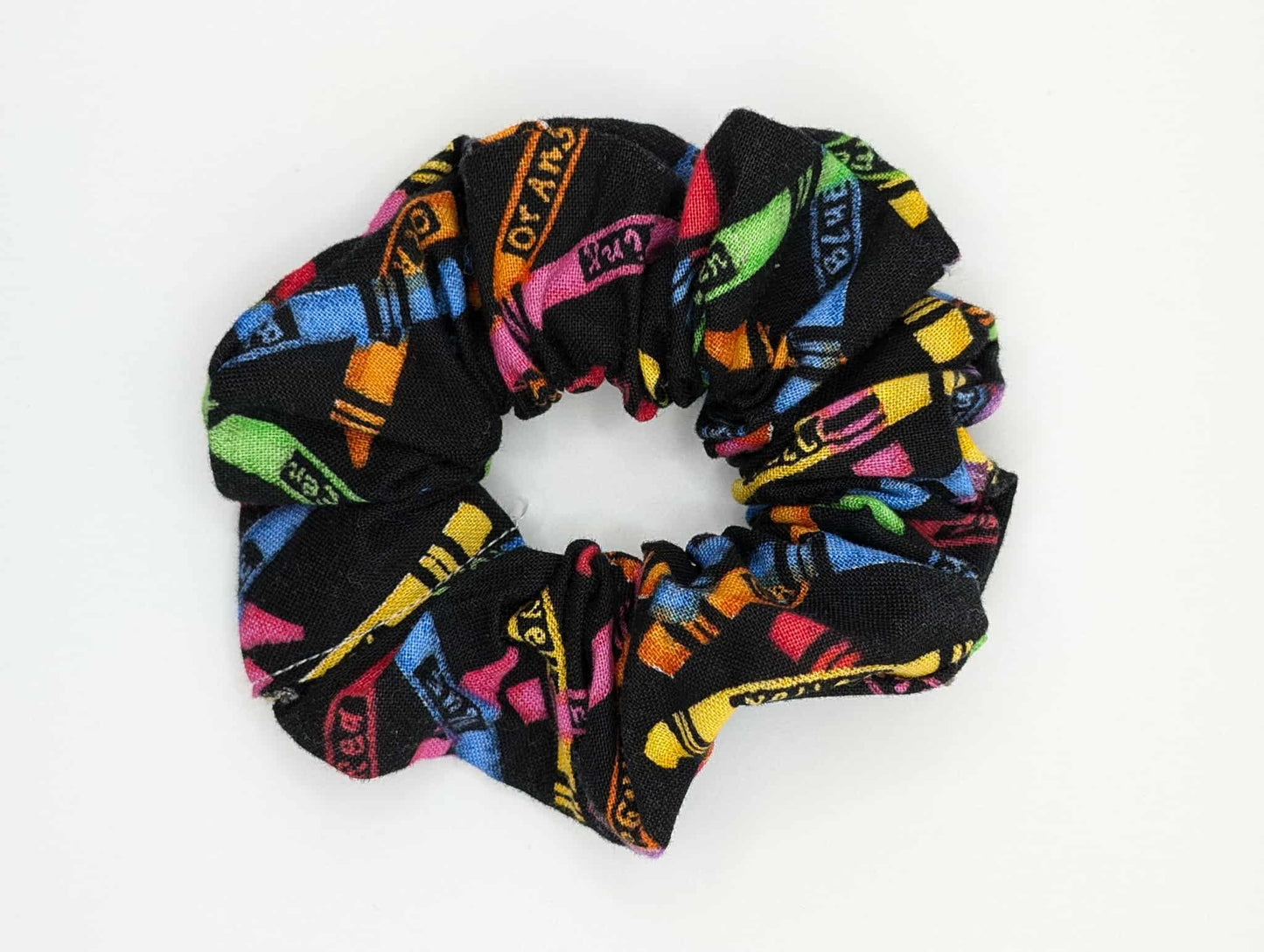 Crayon Scrunchie, Rainbow Wax Crayons, Back to School, Teacher, Pre-School, Artist, Yellow Crayon, Art Supplies, Gift Ideas, Cute Scrunchies