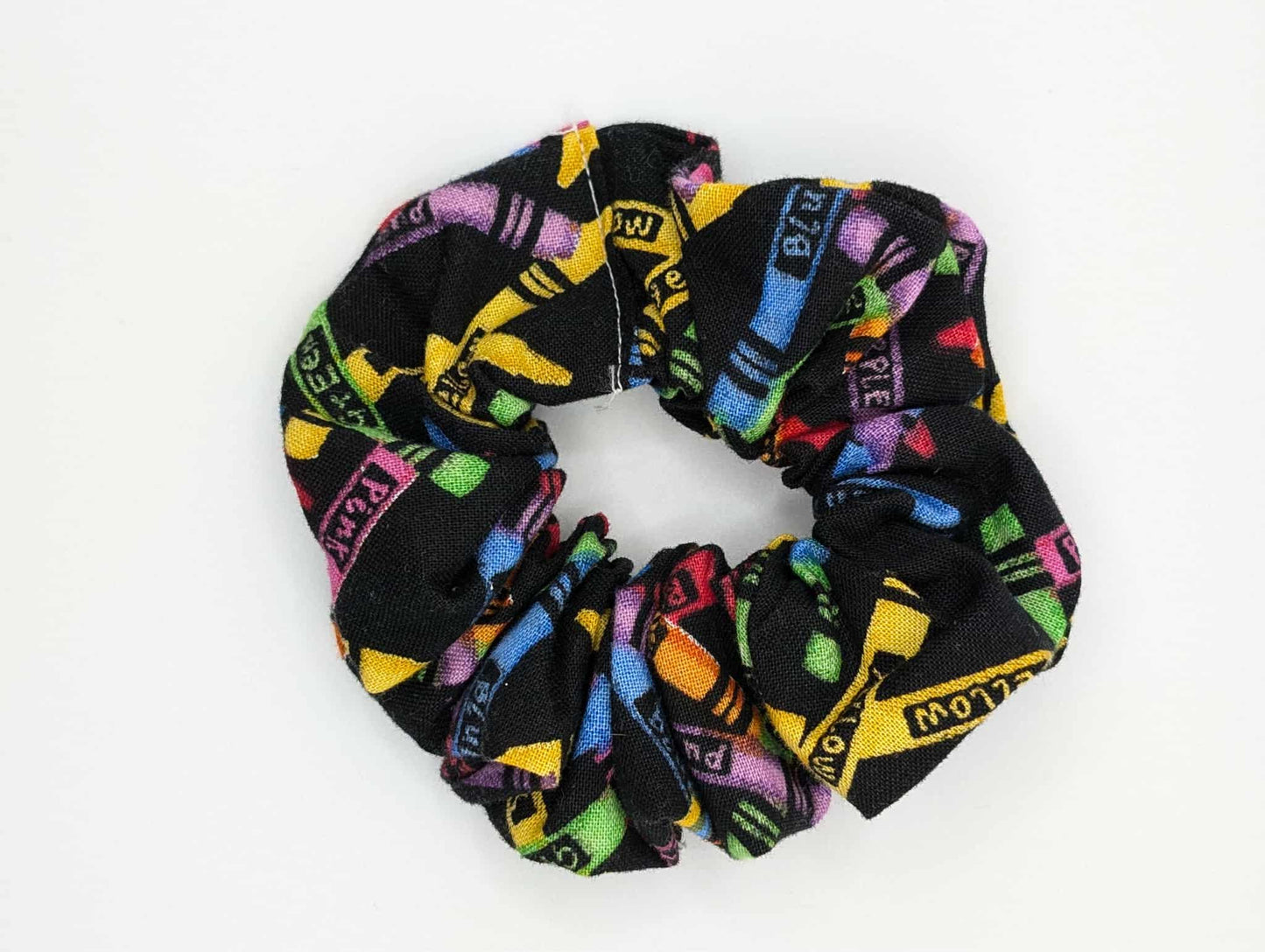 Crayon Scrunchie, Rainbow Wax Crayons, Back to School, Teacher, Pre-School, Artist, Yellow Crayon, Art Supplies, Gift Ideas, Cute Scrunchies