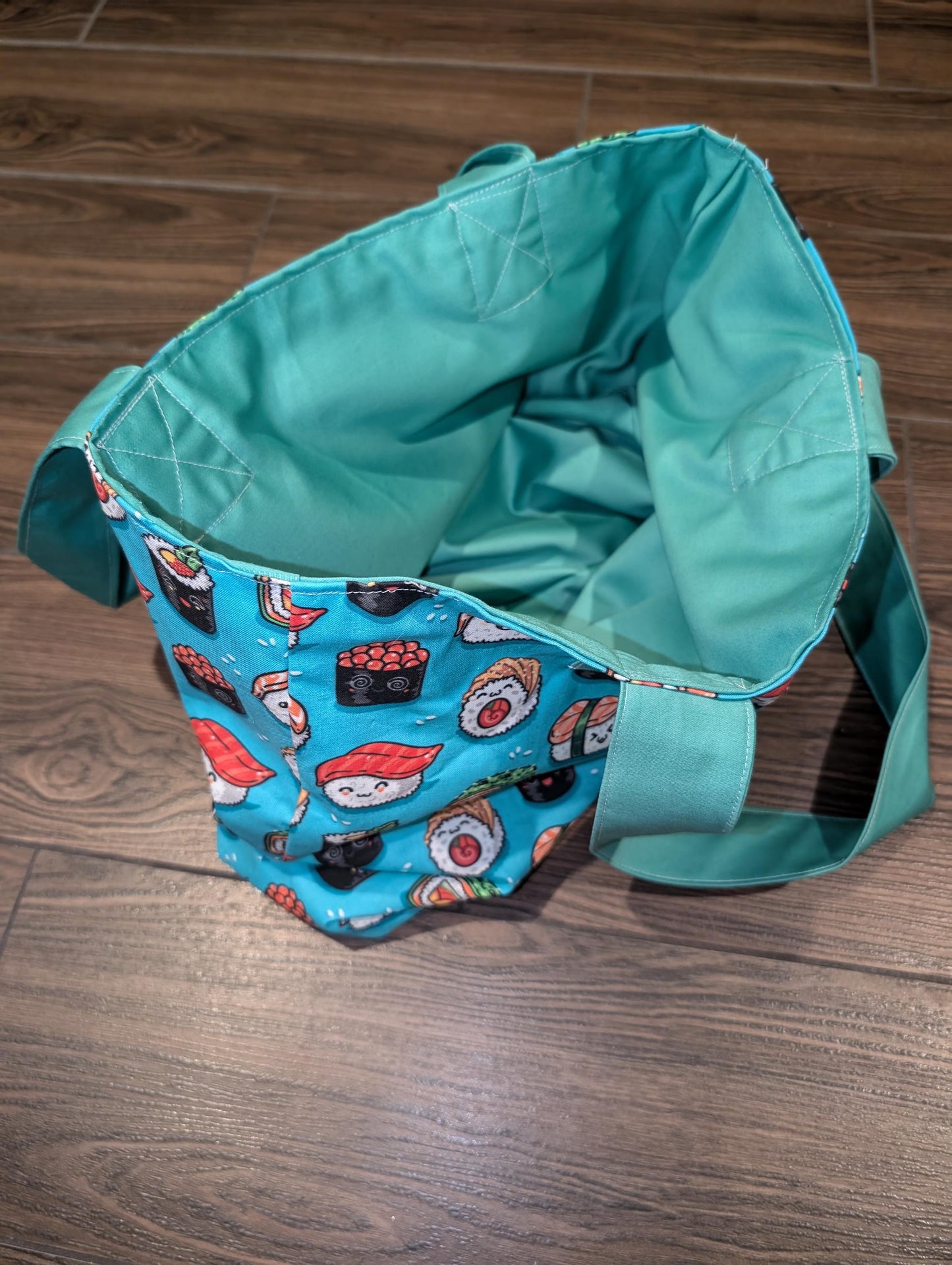 Sushi Tote Bag, Blue Tote Bag, Back to School Tote Bag, Gift Ideas, Nigiri, Kawaii Sushi Bag, Nerdy, Anime, Geeky