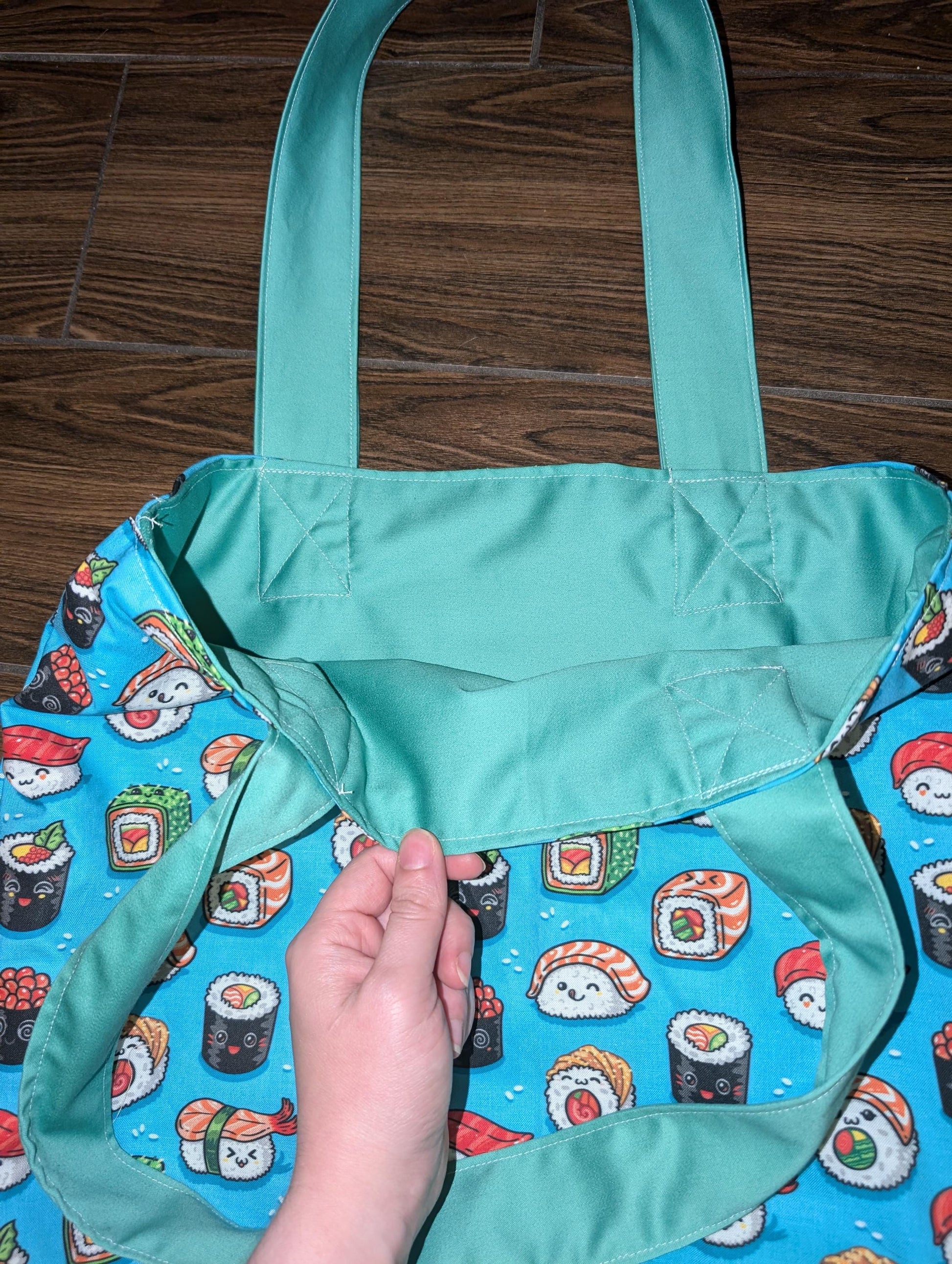 Sushi Tote Bag, Blue Tote Bag, Back to School Tote Bag, Gift Ideas, Nigiri, Kawaii Sushi Bag, Nerdy, Anime, Geeky