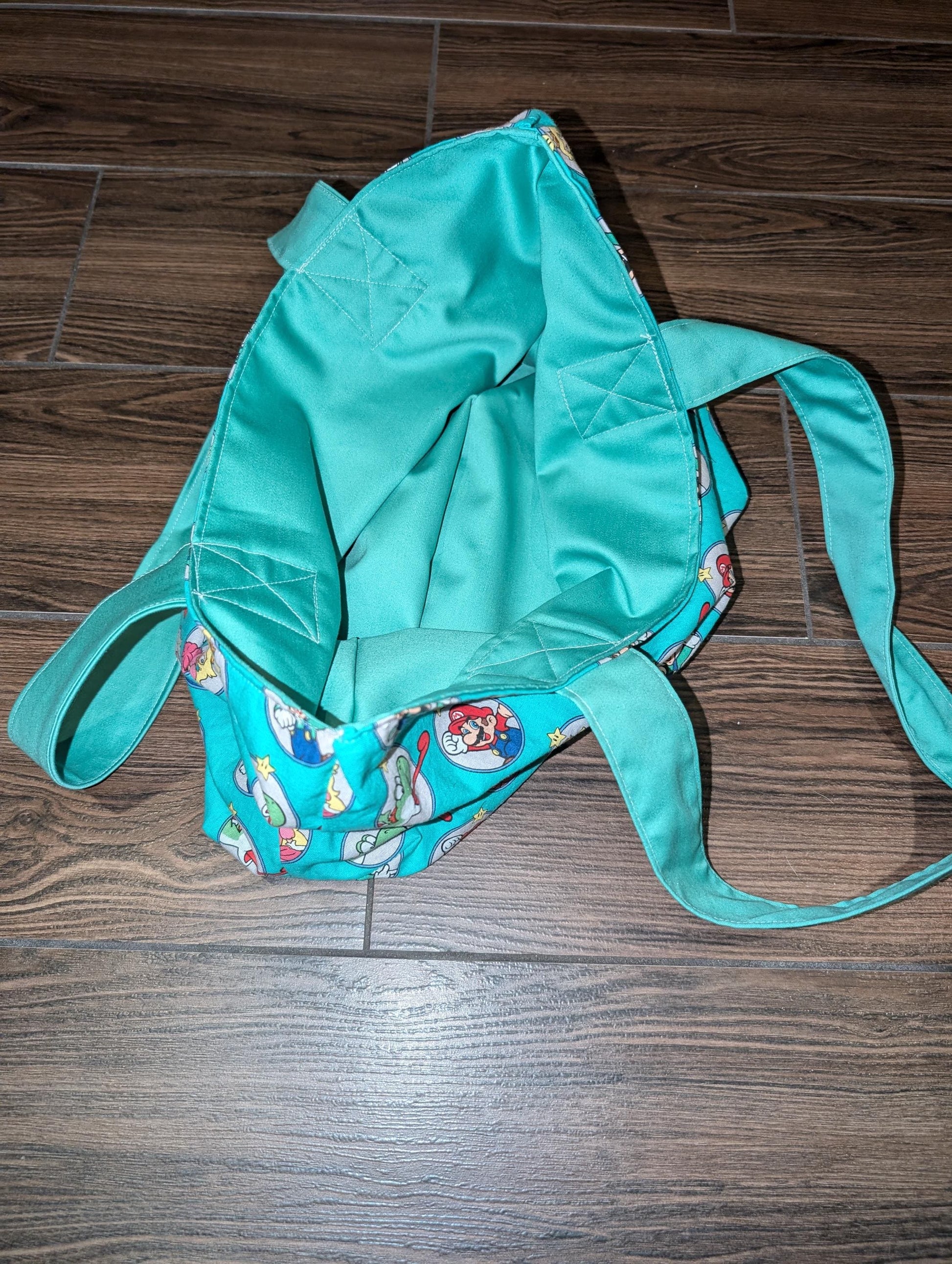 Mario Tote Bag, Video Game Tote Bag, Luigi, Peach, Yoshi, Green Cotton Tote Bag, Handmade, Gamer Tote Bag, Geeky, Nerdy, Gift Ideas