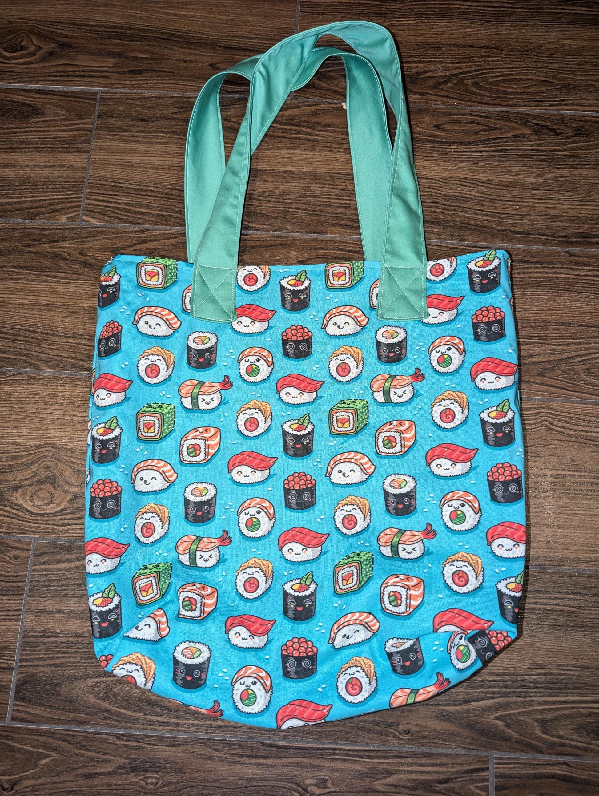 Sushi Tote Bag, Blue Tote Bag, Back to School Tote Bag, Gift Ideas, Nigiri, Kawaii Sushi Bag, Nerdy, Anime, Geeky