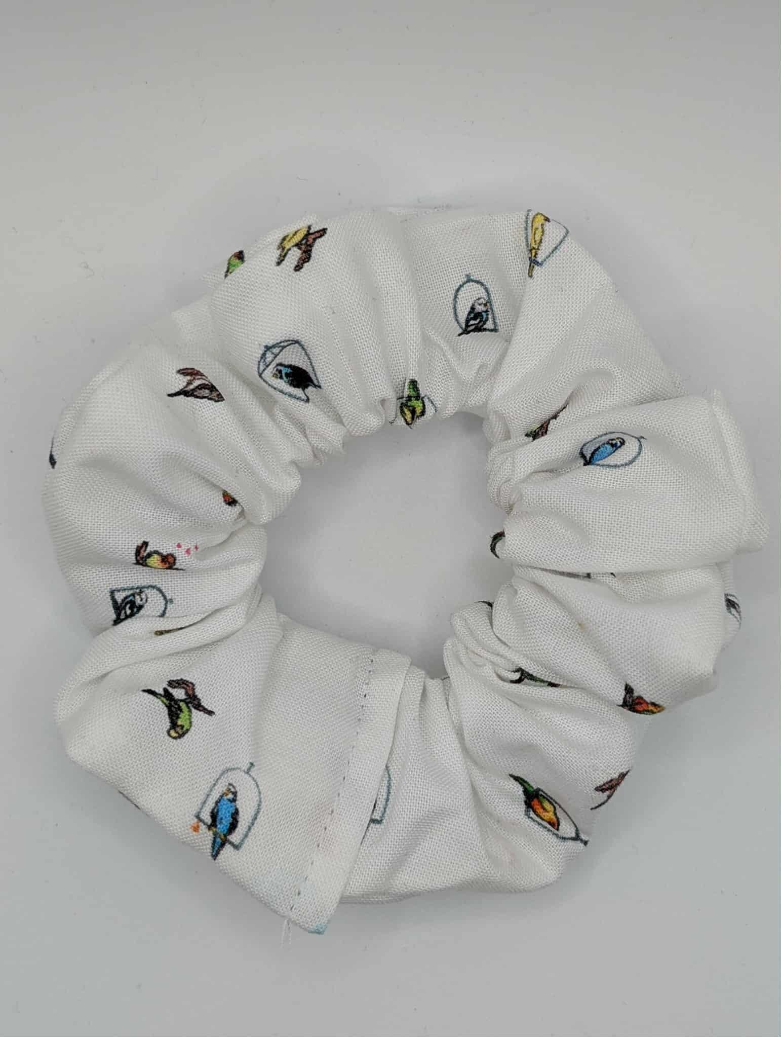 Pet Bird Scrunchie, White Bird Scrunchie, Budgie, Cockatiel, Canary, Minimalist, Gift Idea, Back to School, Hair Accessories, Cute Birds