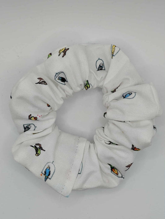 Pet Bird Scrunchie, White Bird Scrunchie, Budgie, Cockatiel, Canary, Minimalist, Gift Idea, Back to School, Hair Accessories, Cute Birds