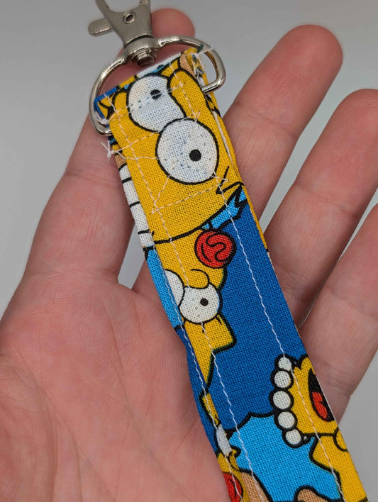 Simpsons Keychain, Simpsons Lanyard, Marge, Homer, Lisa, Bart, Maggie, TV Show, Nerdy Keychain, Nostalgic, The Simpsons, Blue and Yellow