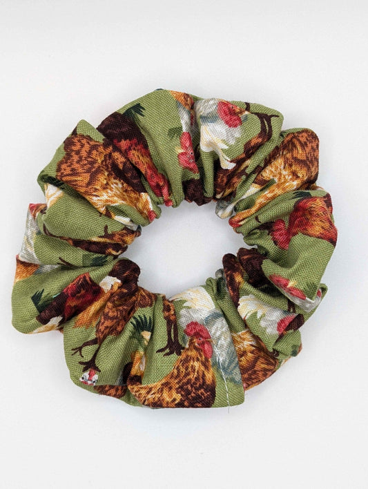 Chicken Scrunchie, Farmyard, Homestead, Chicken Lover, Egg Collection, Farm Scrunchie, Brown, White, Multi Colored Chickens, Gift Ideas