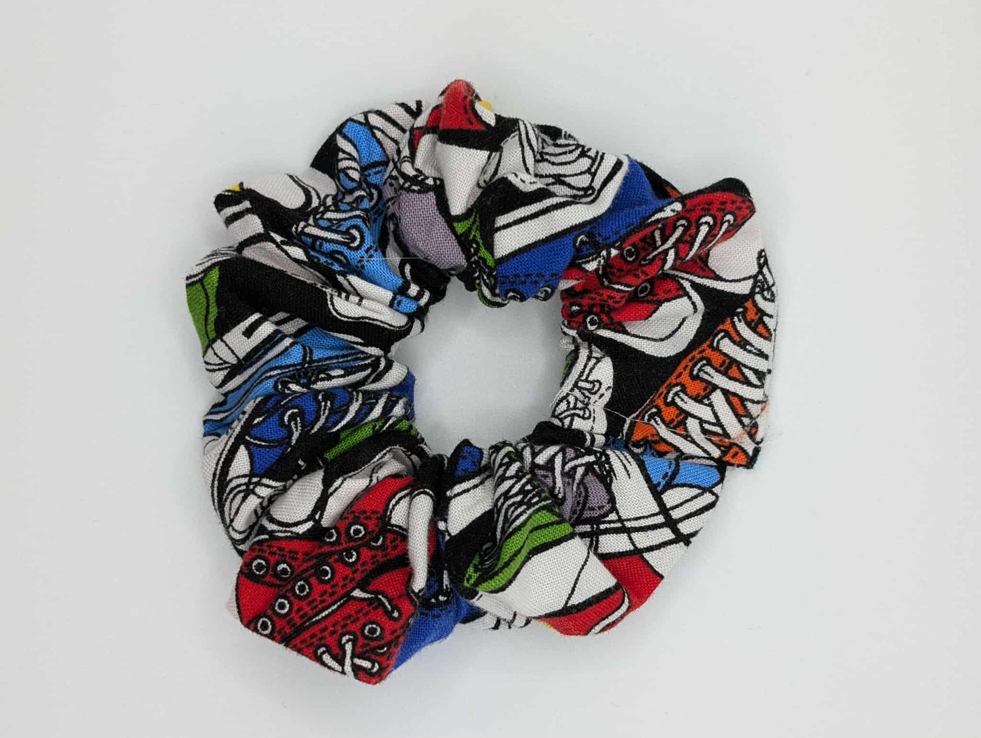 Shoe Scrunchie, High Tops, Rainbow Converse Style Shoe Scrunchie, Black and Rainbow, Sneaker Head, Gift Ideas, Back to School, Alt Fashion