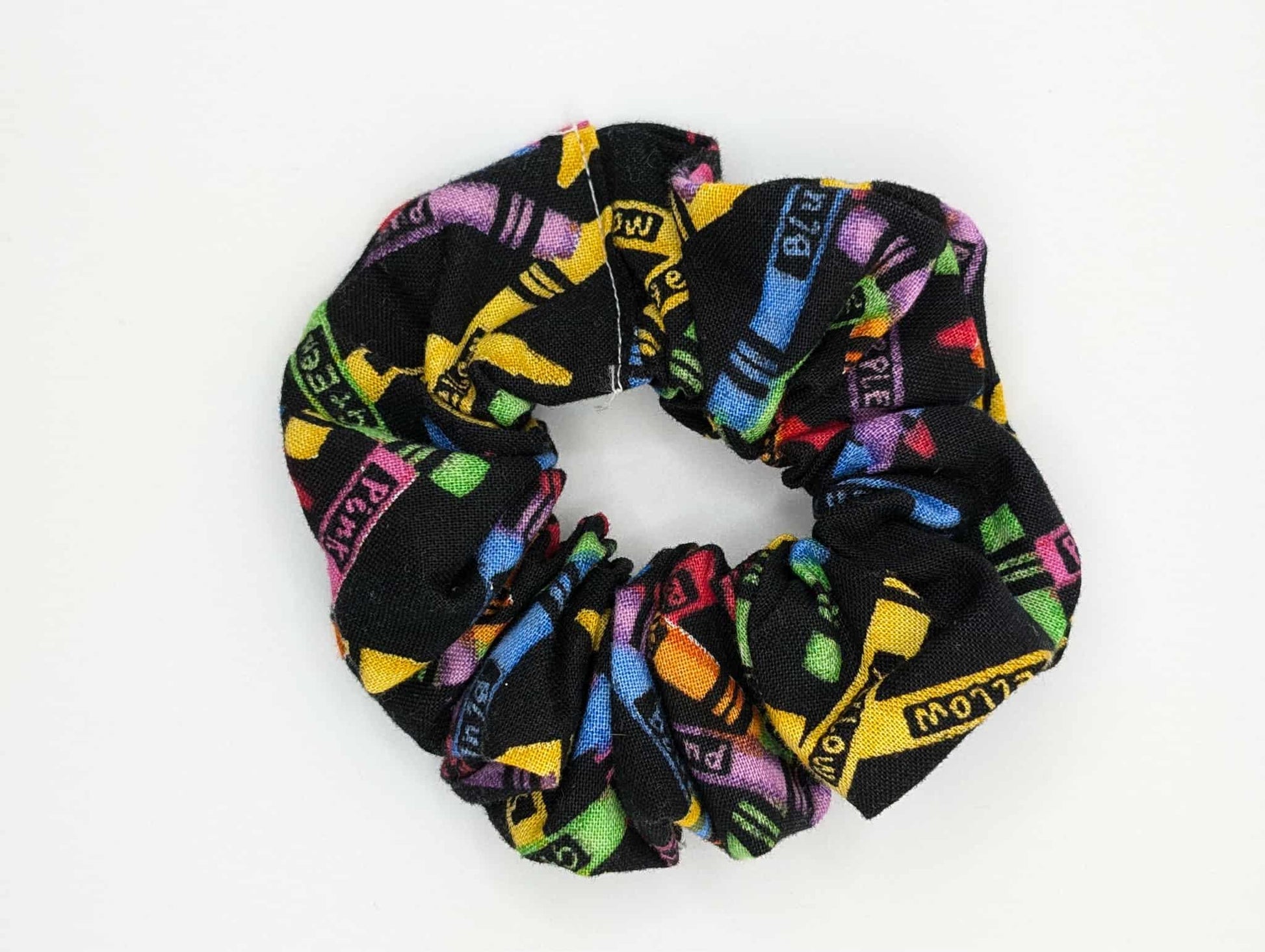 Crayon Scrunchie, Rainbow Wax Crayons, Back to School, Teacher, Pre-School, Artist, Yellow Crayon, Art Supplies, Gift Ideas, Cute Scrunchies