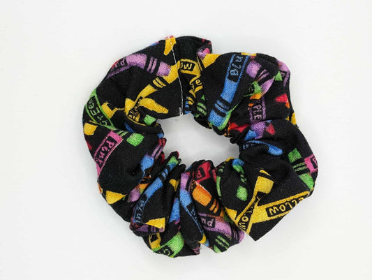Crayon Scrunchie, Rainbow Wax Crayons, Back to School, Teacher, Pre-School, Artist, Yellow Crayon, Art Supplies, Gift Ideas, Cute Scrunchies