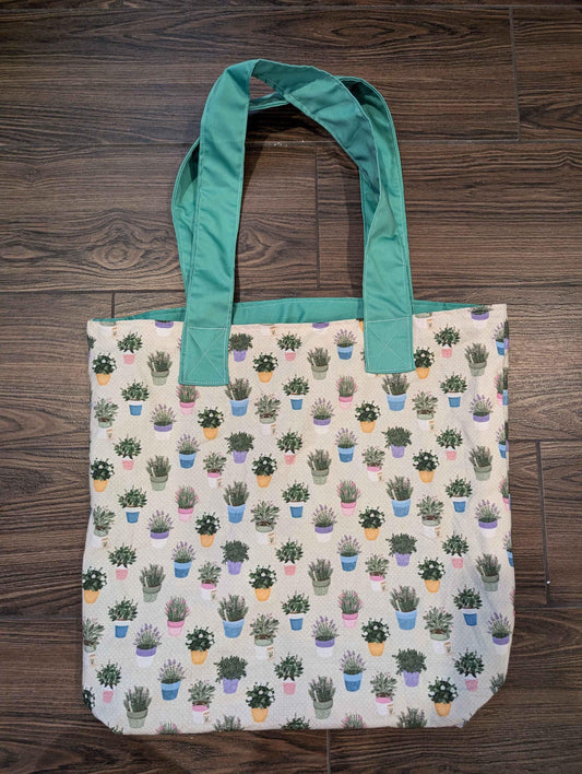 Plant Tote Bag, Potted Plants, Succulents, Herbs, Flowers, Flower Shop, Gardener, Florist, Gift Ideas, Handmade Tote Bag, Boxed Bottom Bag