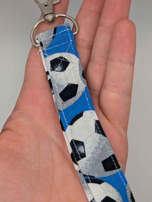 Soccer Keychain, Soccer Lanyard, Blue Soccer Balls, Sports, Back to School, Badge Holder, Sport Keychain, Gift Ideas, Cool Keychain