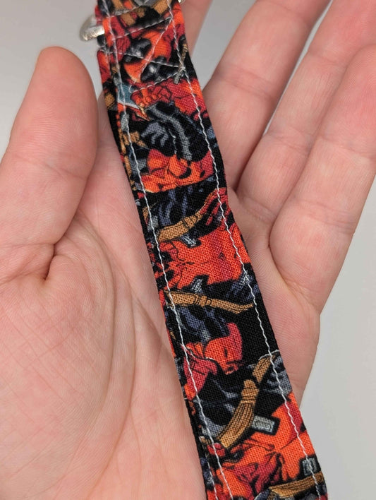 Deadpool Keychain, Deadpool Lanyard, Super Hero Keychain, Comic Books, Movies, Red and Black, Gift Ideas, Back to School, Nerdy, Geeky