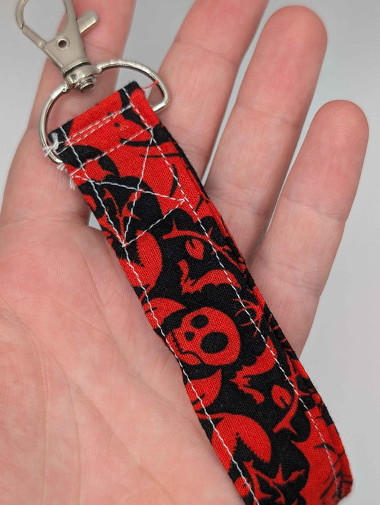 Vampire Keychain, Vampire Lanyard, Red and Black, Bats, Skulls, Thorns, Halloween, Gothic, Vampire, Badge Holder, Student, Back to School