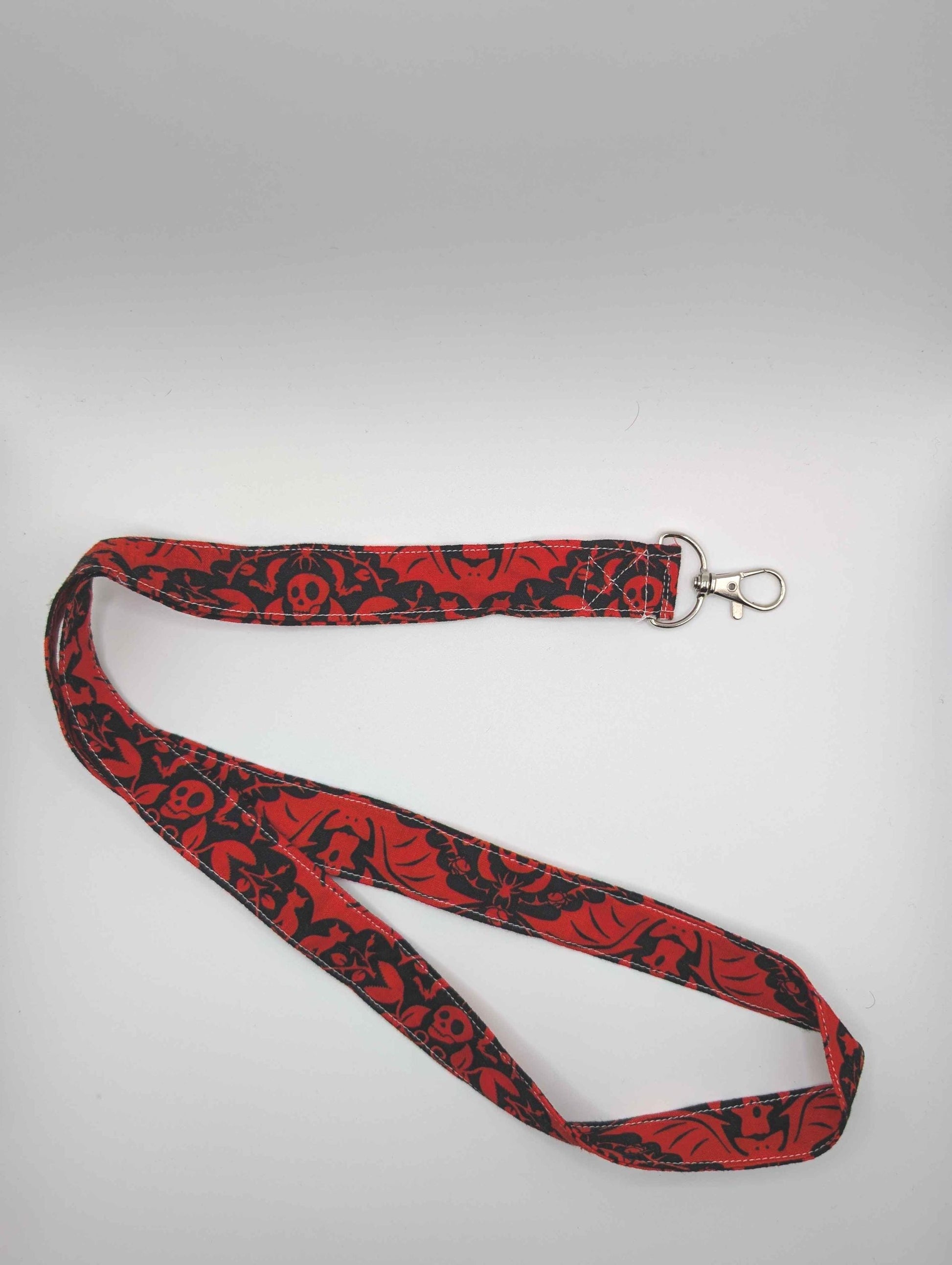 Vampire Keychain, Vampire Lanyard, Red and Black, Bats, Skulls, Thorns, Halloween, Gothic, Vampire, Badge Holder, Student, Back to School